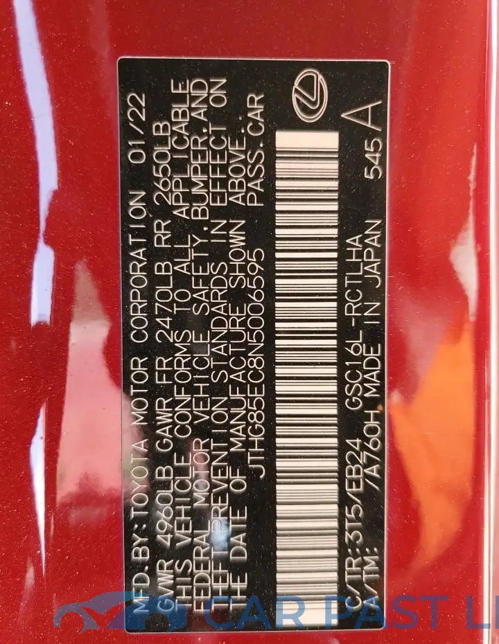 JTHG85EC8N5006595# 12
