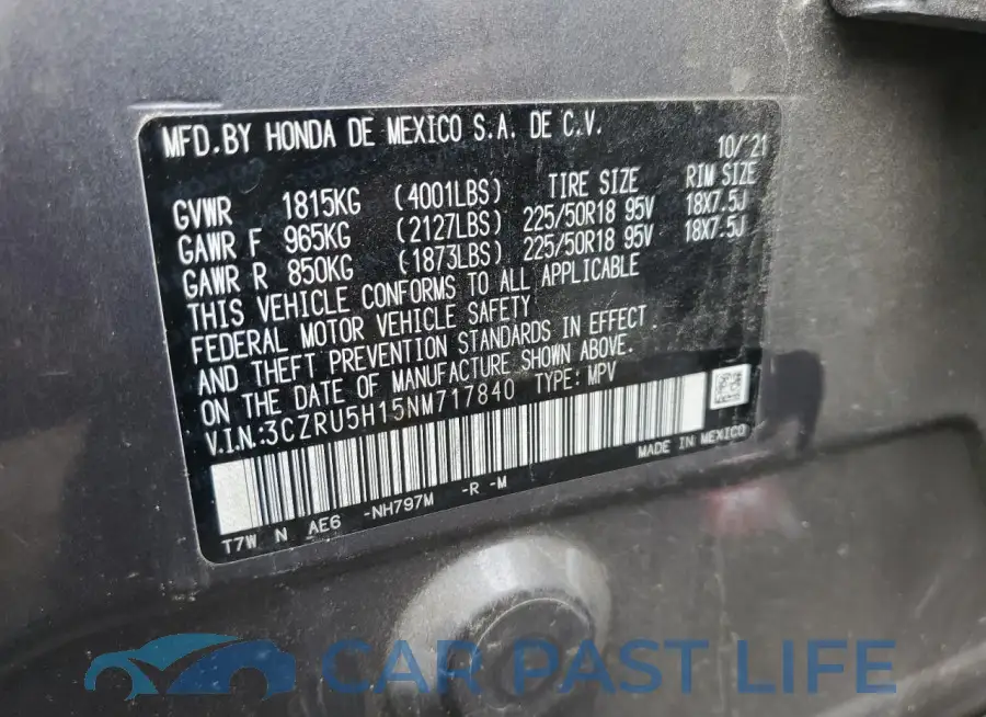 3CZRU5H15NM717840# 13