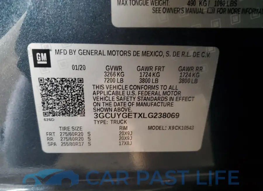 3GCUYGETXLG238069# 12