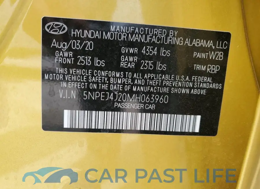 5NPEJ4J20MH063960# 13