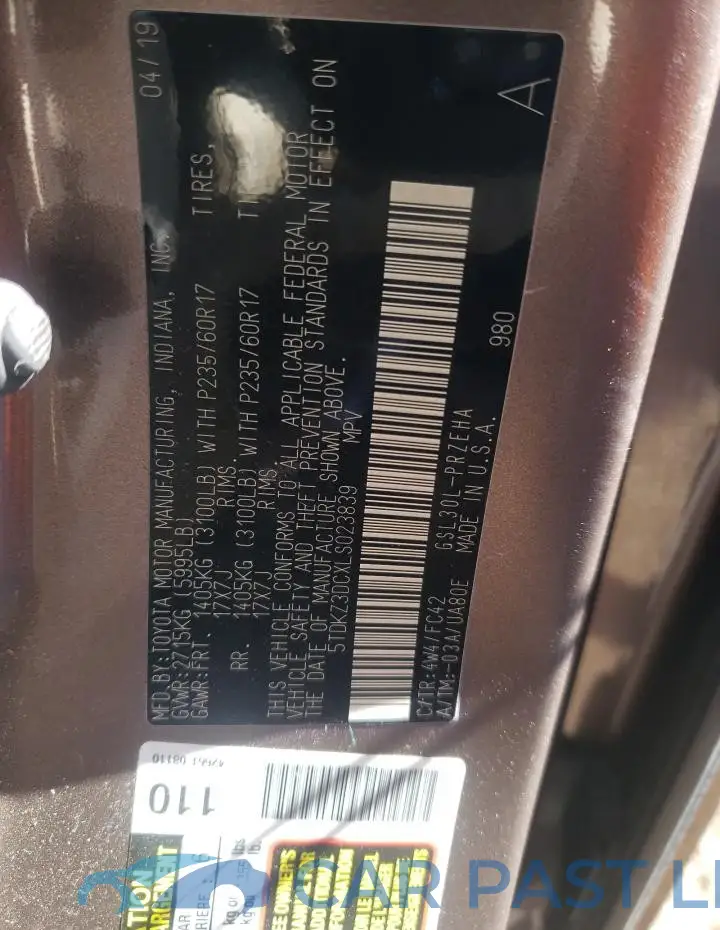 5TDKZ3DCXLS023839# 13