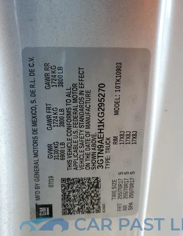 3GTN9AEH1KG295270# 12