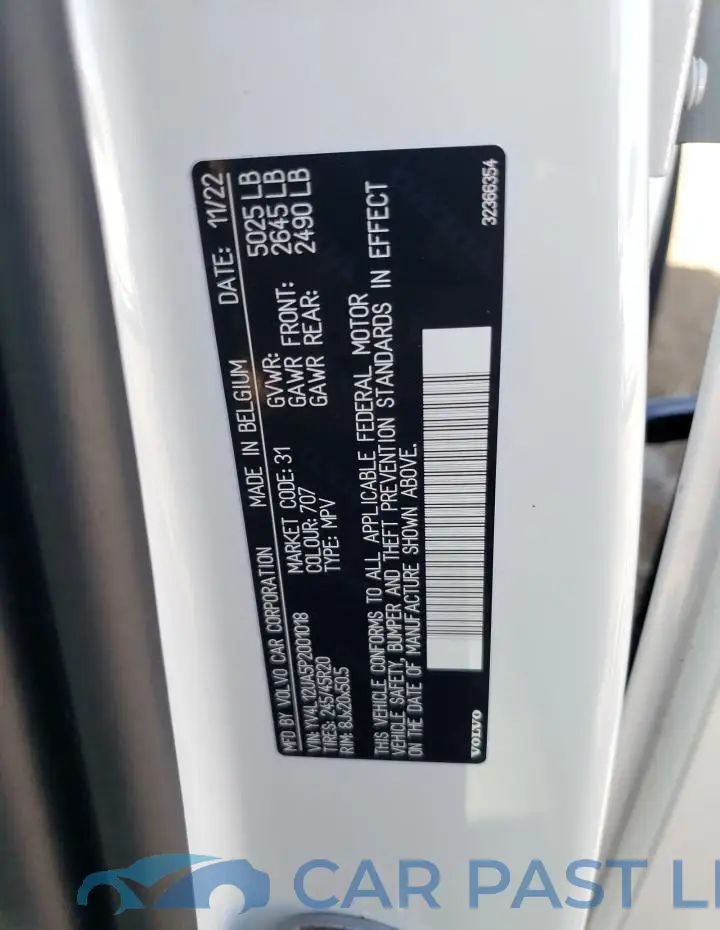 YV4L12UA5P2001018# 12