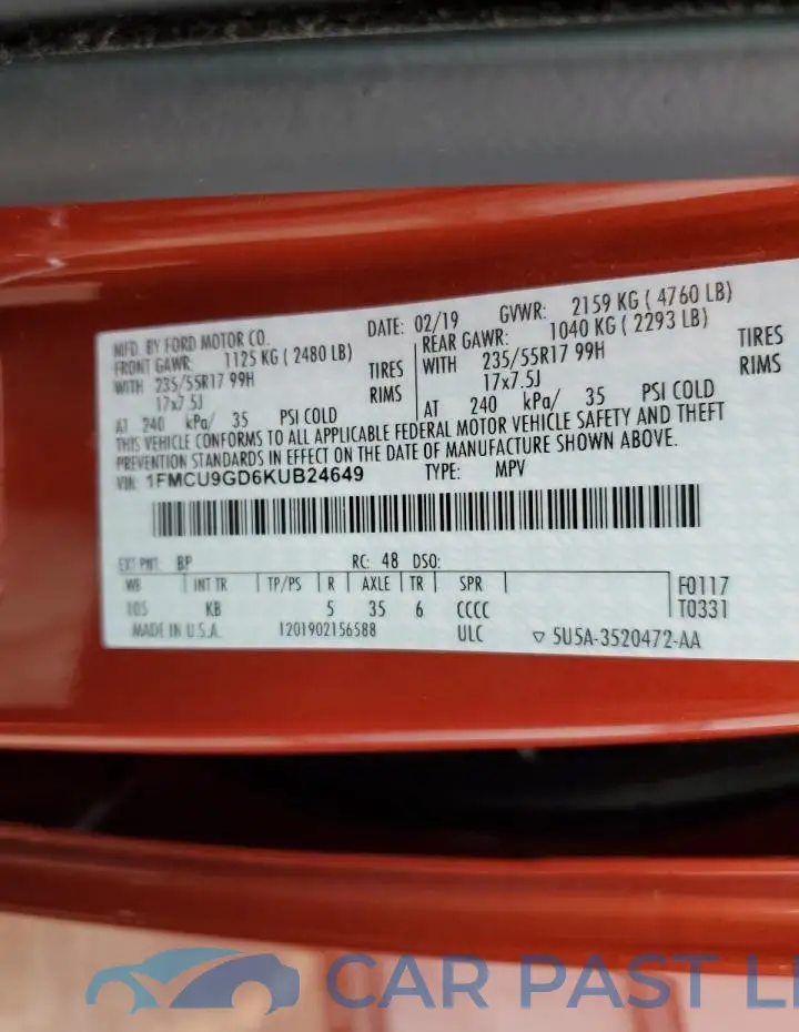 1FMCU9GD6KUB24649# 13
