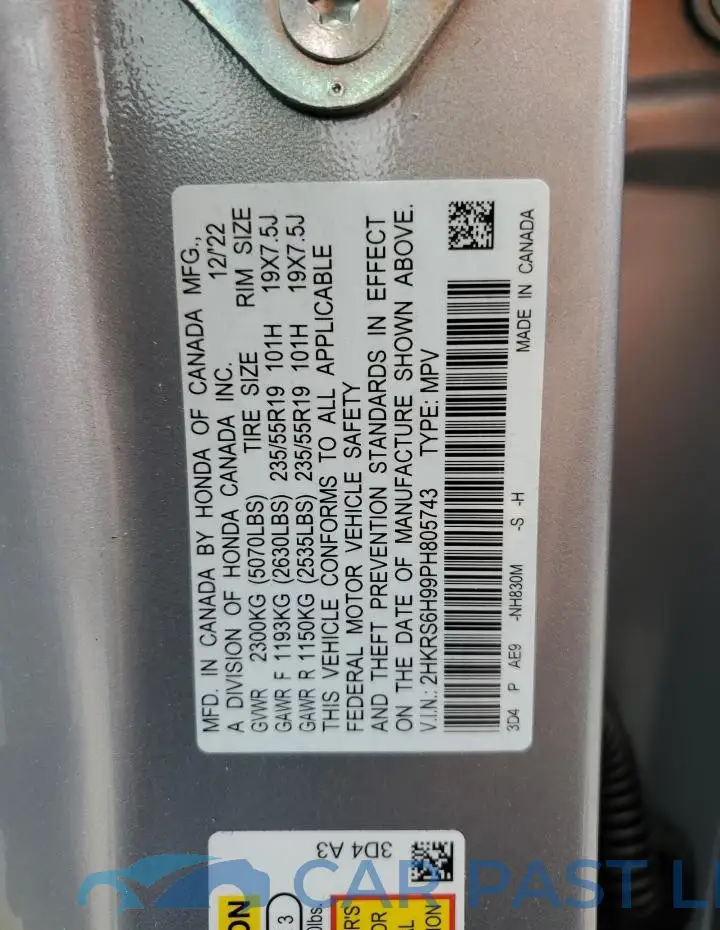 2HKRS6H99PH805743# 14