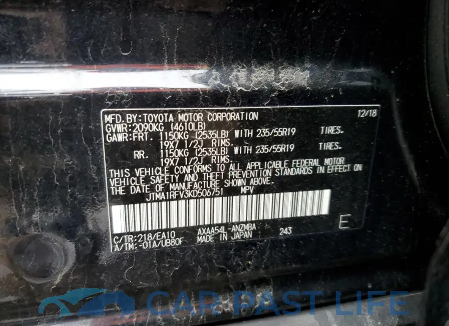 JTMA1RFV3KD506751# 13