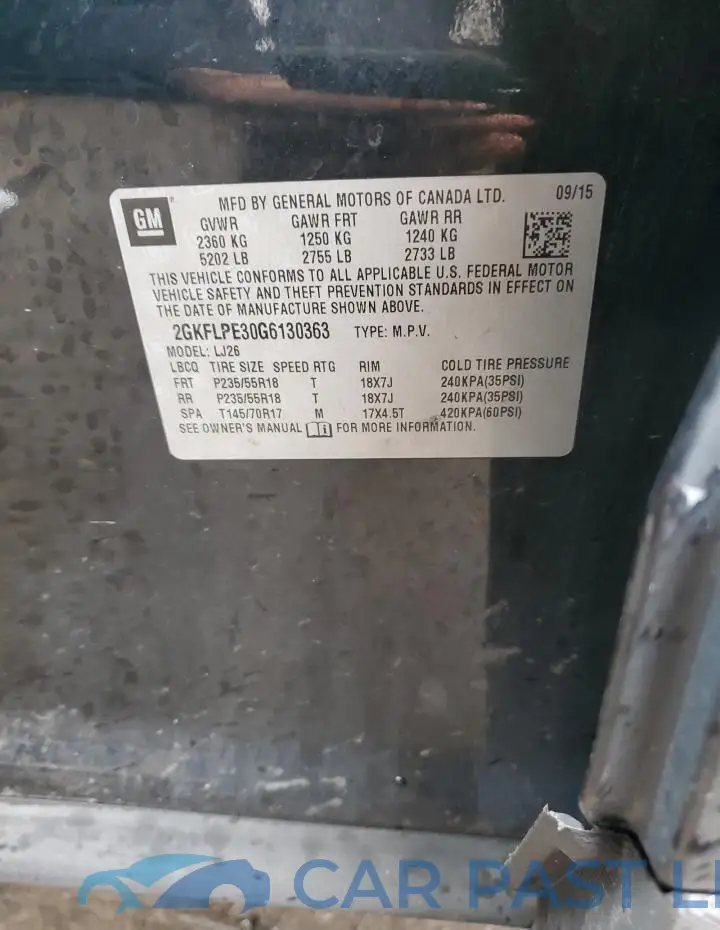 2GKFLPE30G6130363# 13