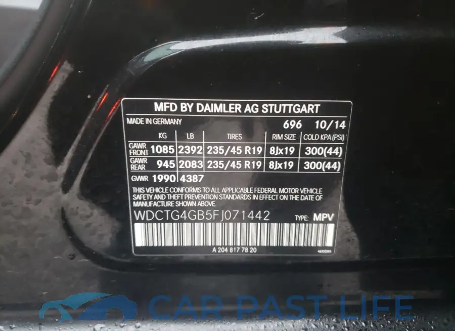 WDCTG4GB5FJ071442# 13