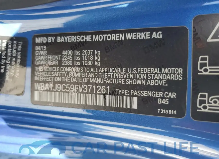 WBA1J9C59FV371261# 12