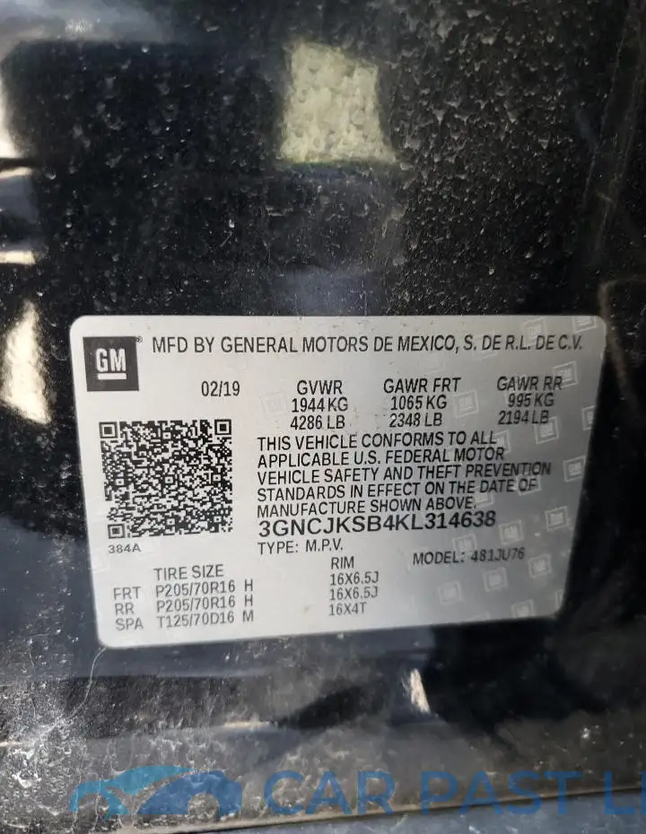 3GNCJKSB4KL314638# 13