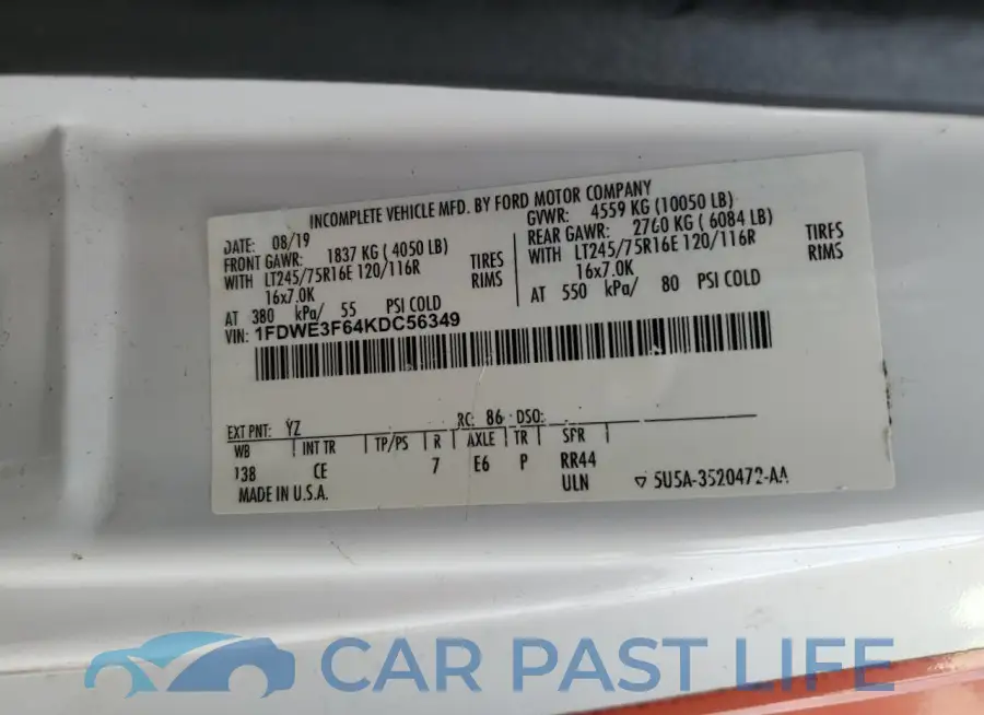 1FDWE3F64KDC56349# 13
