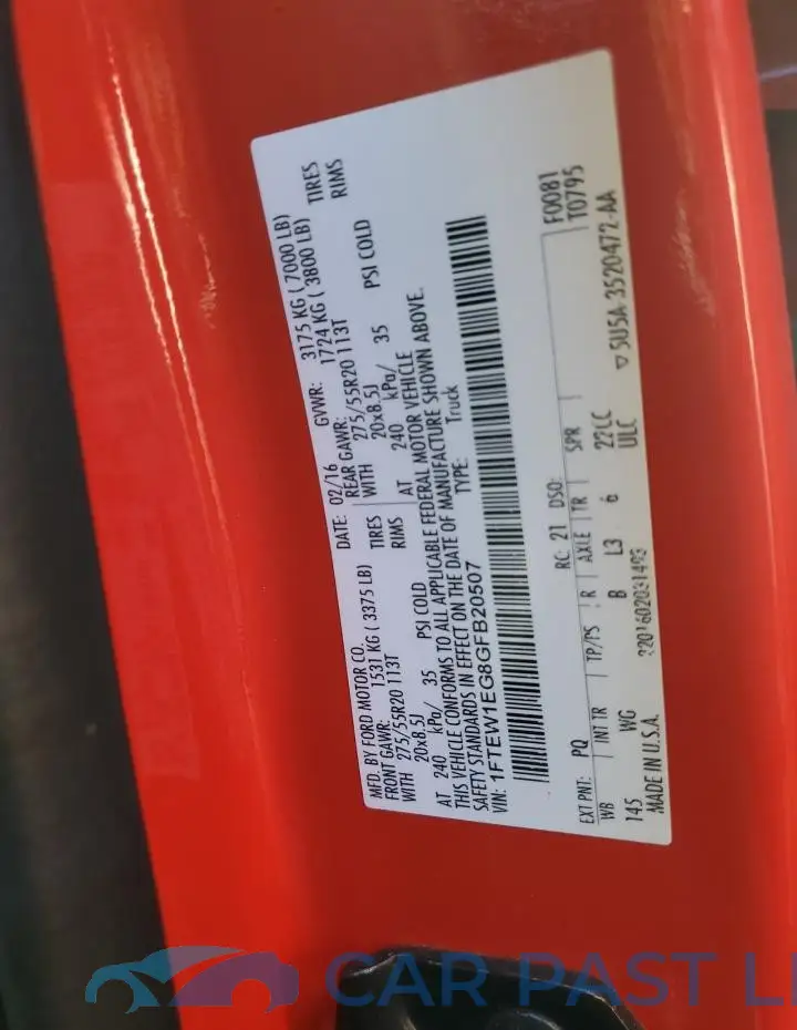 1FTEW1EG8GFB20507# 12