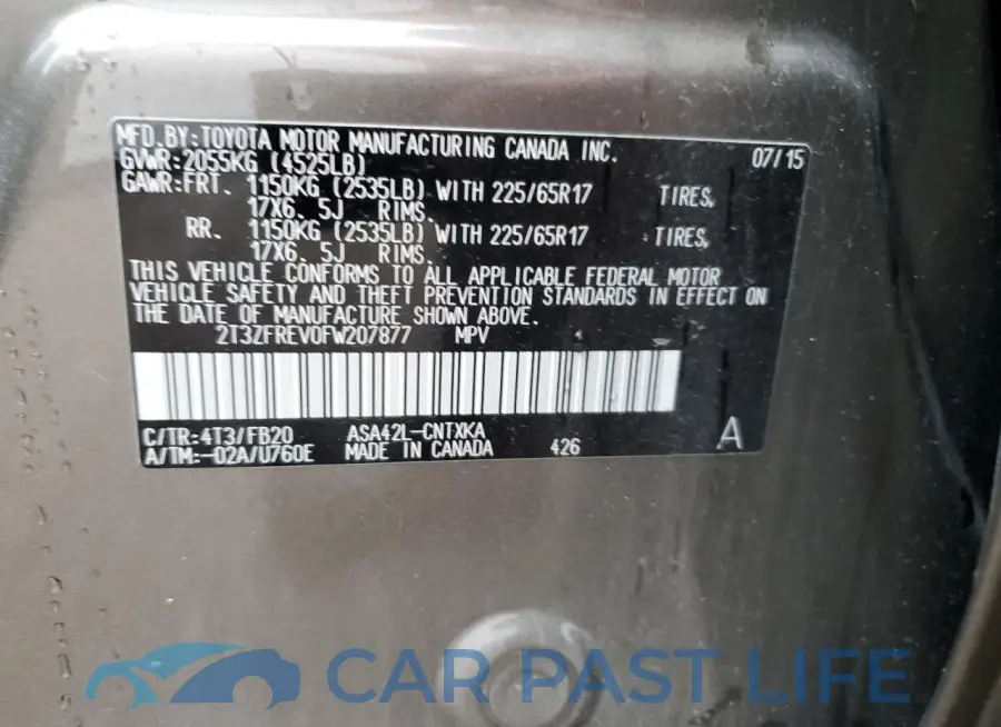 2T3ZFREV0FW207877# 14