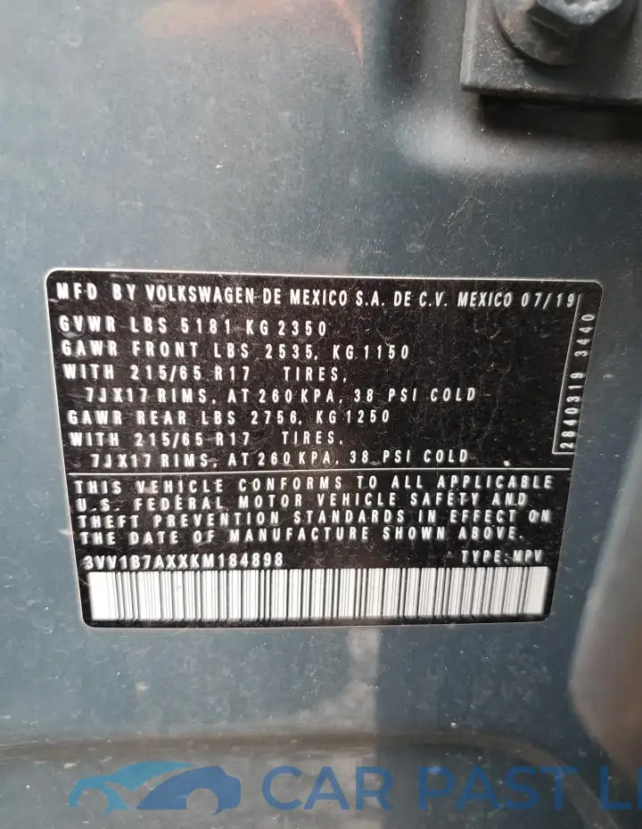 3VV1B7AXXKM184898# 13