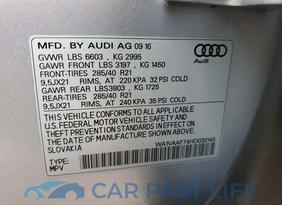 WA1VAAF74HD030145# 13