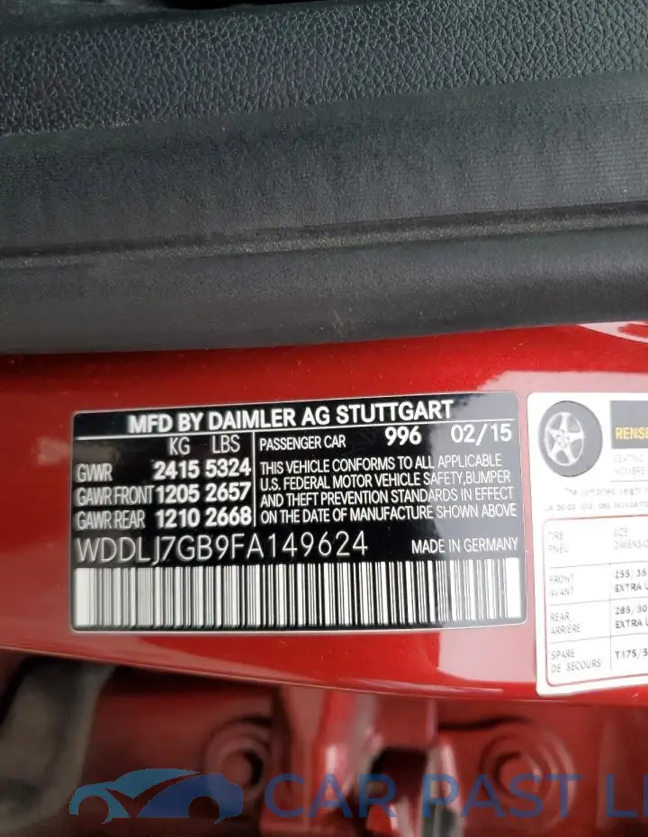 WDDLJ7GB9FA149624# 12