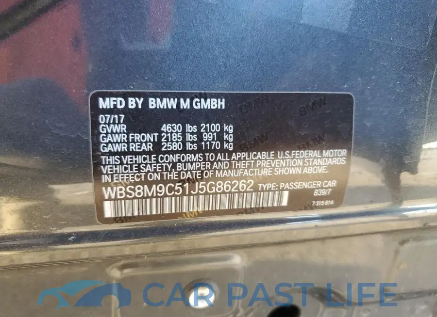 WBS8M9C51J5G86262# 13