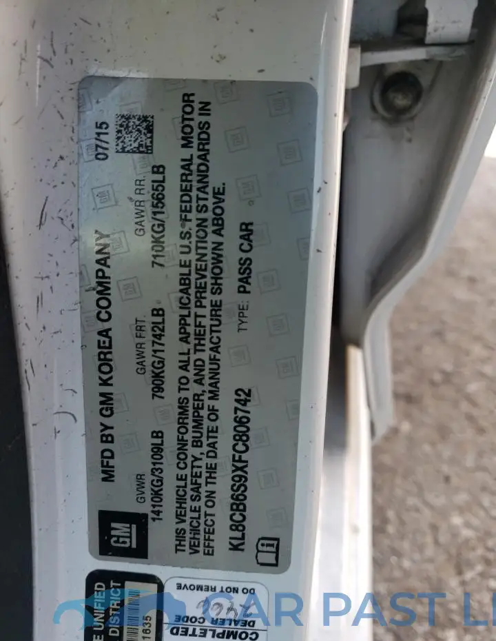 KL8CB6S9XFC806742# 12