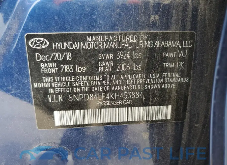 5NPD84LF4KH453884# 12
