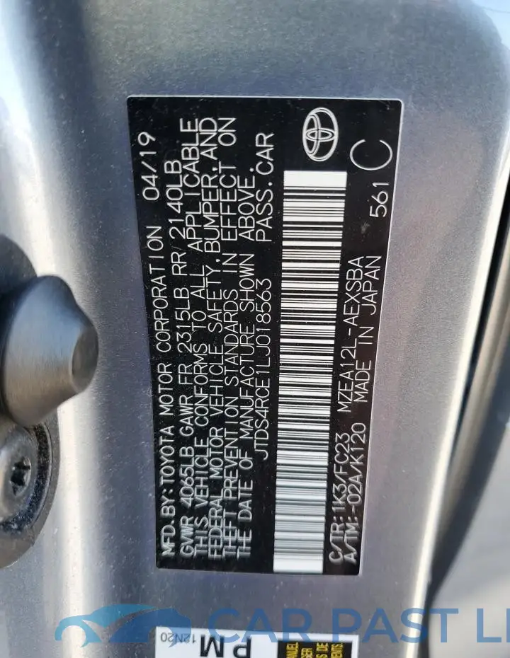 JTDS4RCE1LJ018563# 12