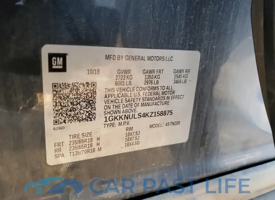 1GKKNULS4KZ158875# 12