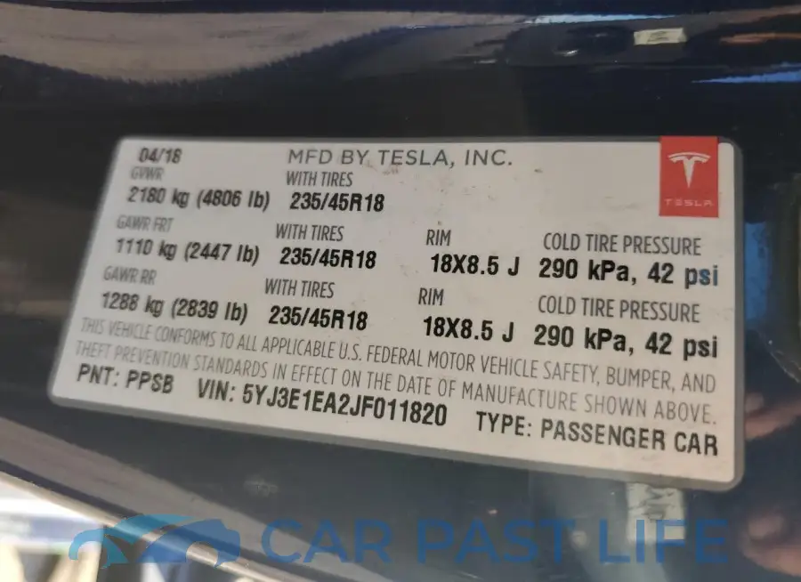 5YJ3E1EA2JF011820# 12
