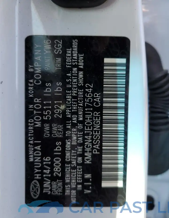 KMHGN4JE0HU175642# 12