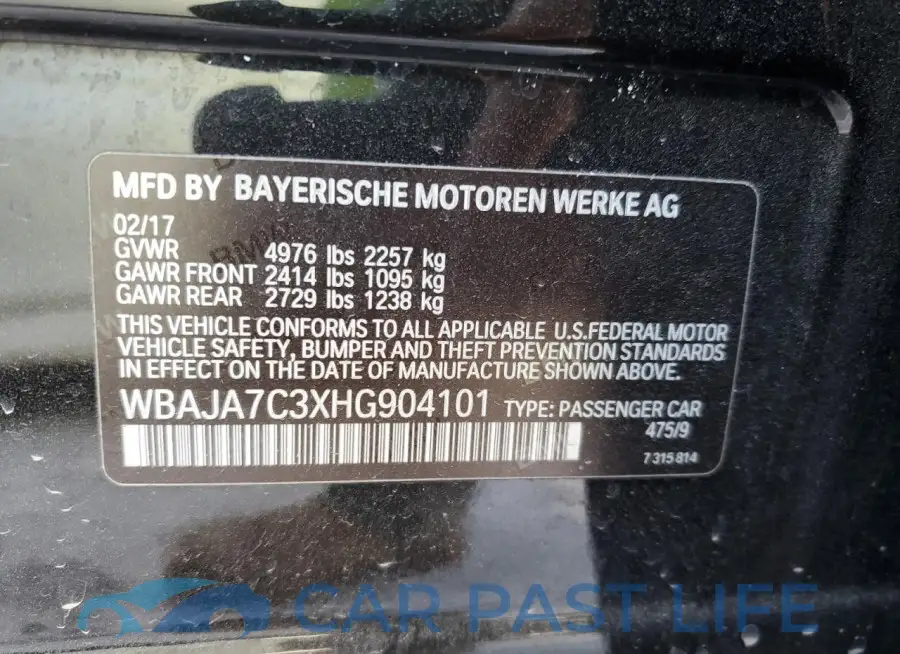 WBAJA7C3XHG904101# 12
