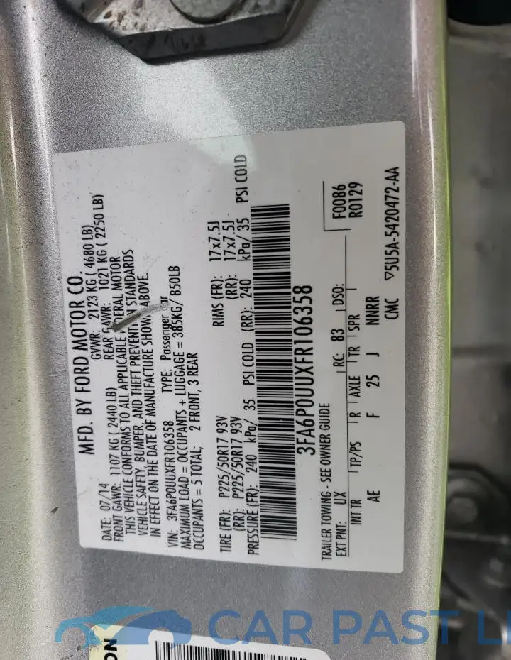 3FA6P0UUXFR106358# 12