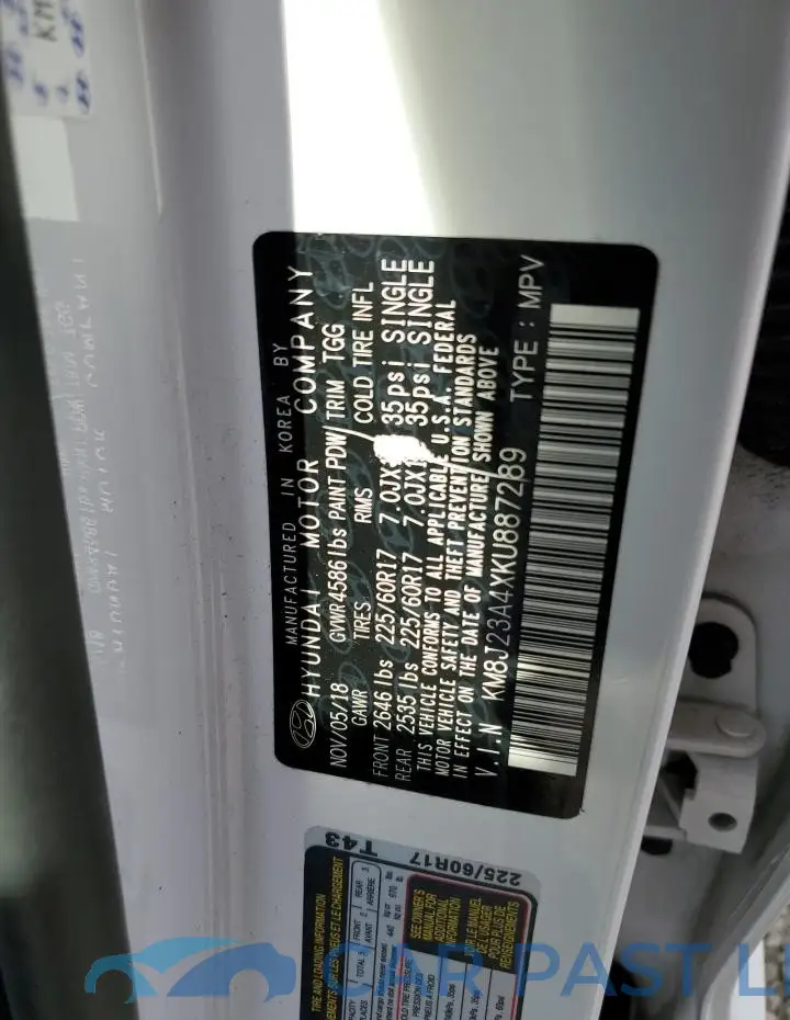 KM8J23A4XKU887289# 12