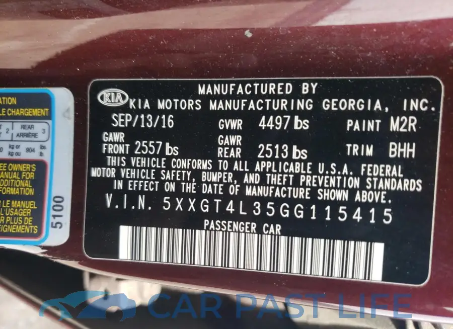 5XXGT4L35GG115415# 12