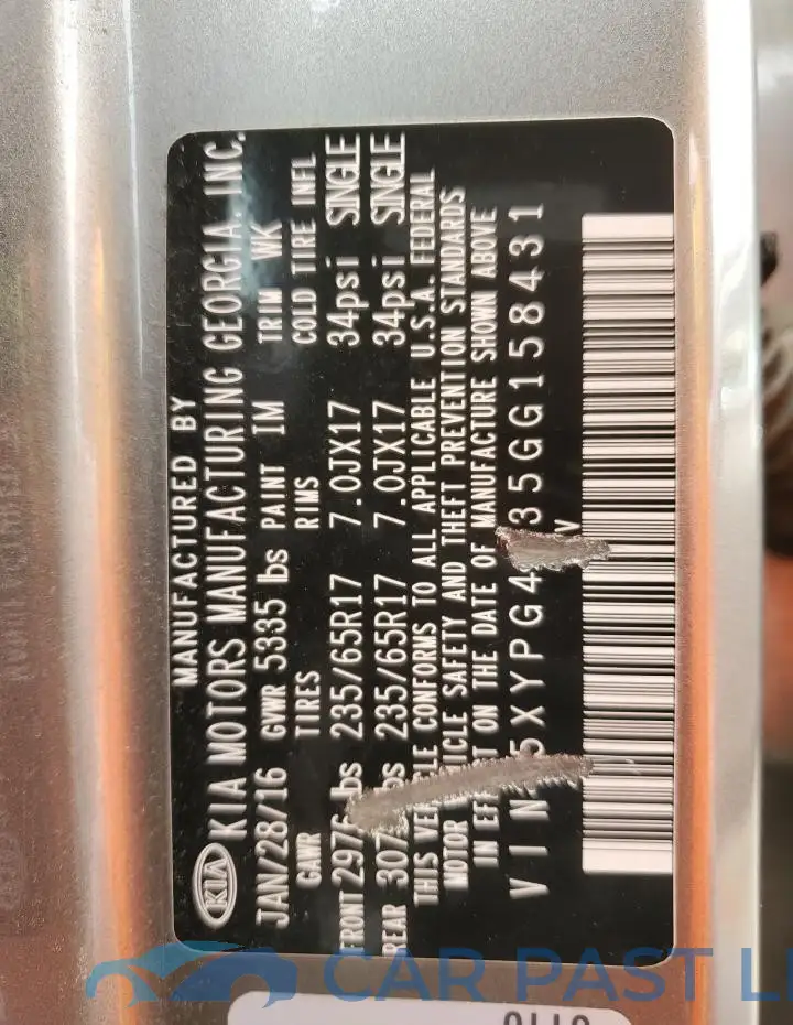 5XYPG4A35GG158431# 12