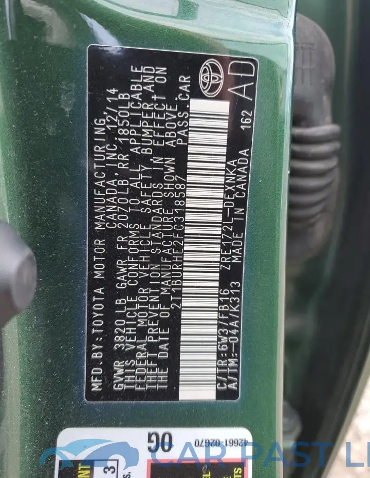 2T1BURHE2FC318587# 12