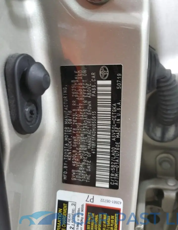 4T1BF1FK0HU650615# 12