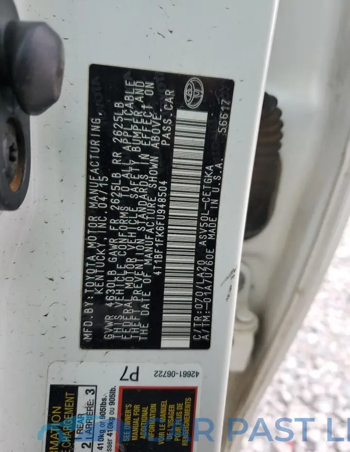 4T1BF1FK6FU948504# 12