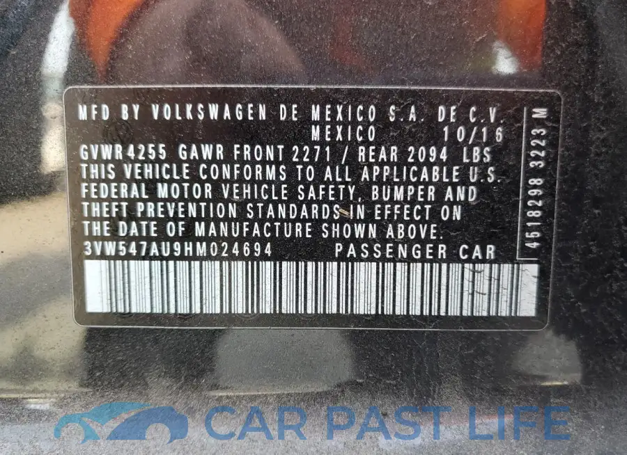 3VW547AU9HM024694# 12