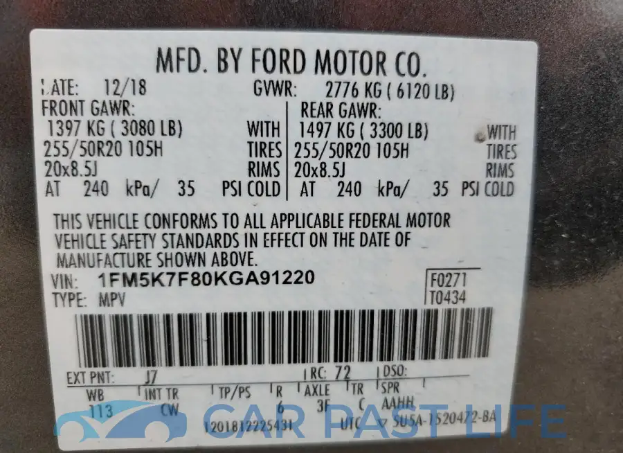 1FM5K7F80KGA91220# 13