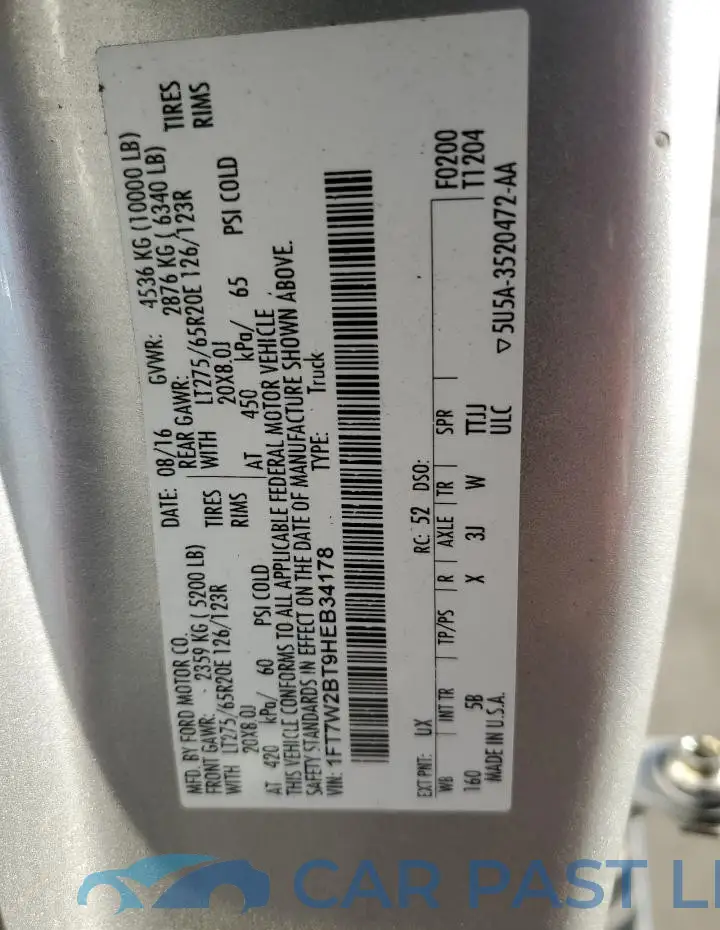 1FT7W2BT9HEB34178# 13