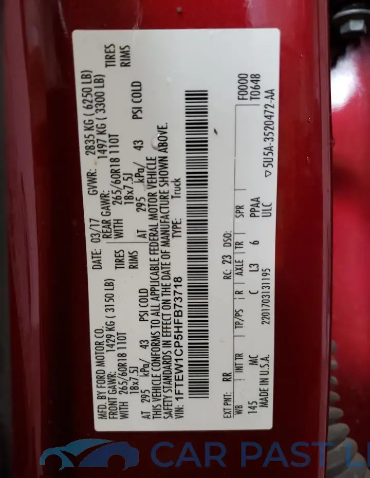 1FTEW1CP5HFB73718# 12
