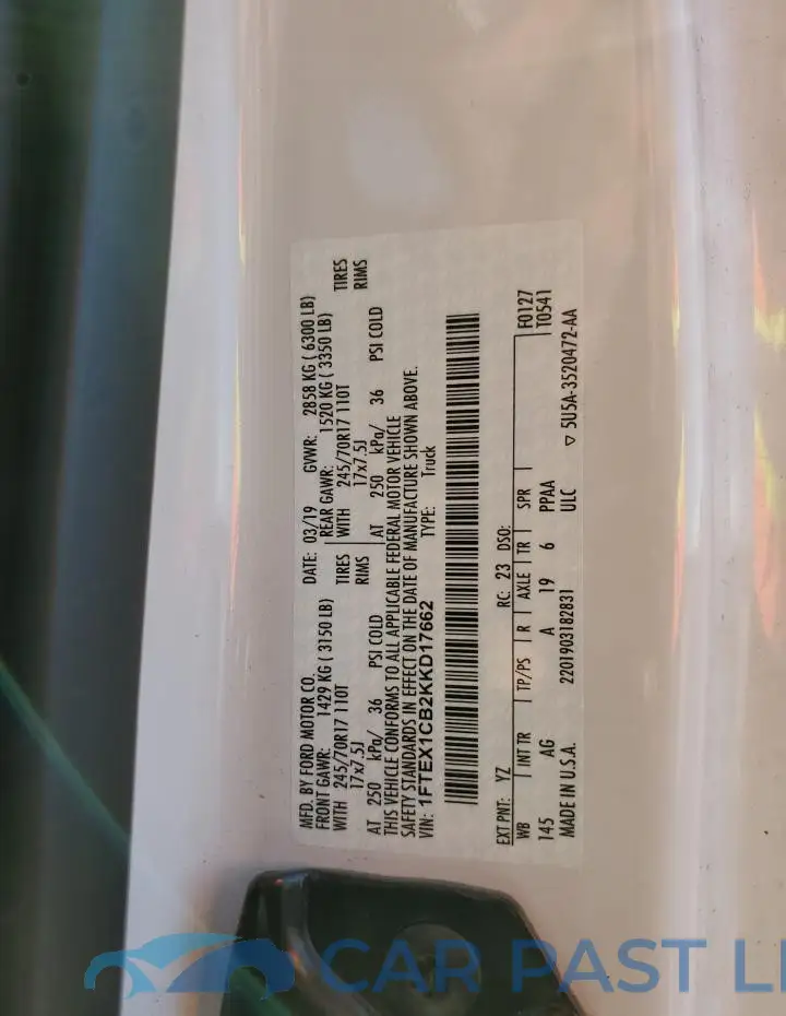 1FTEX1CB2KKD17662# 12