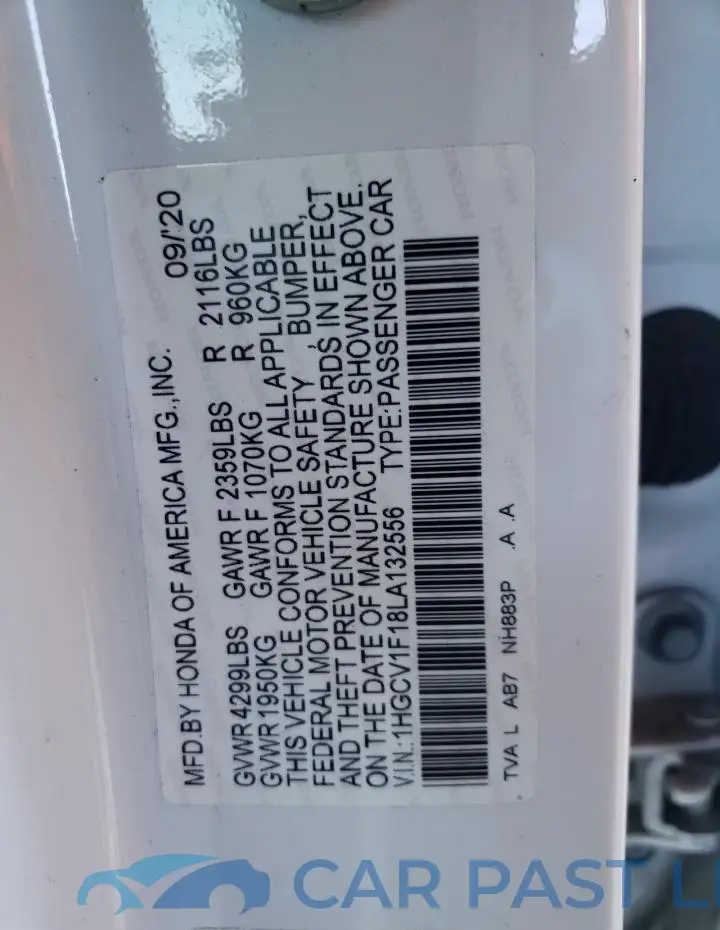 1HGCV1F18LA132556# 13