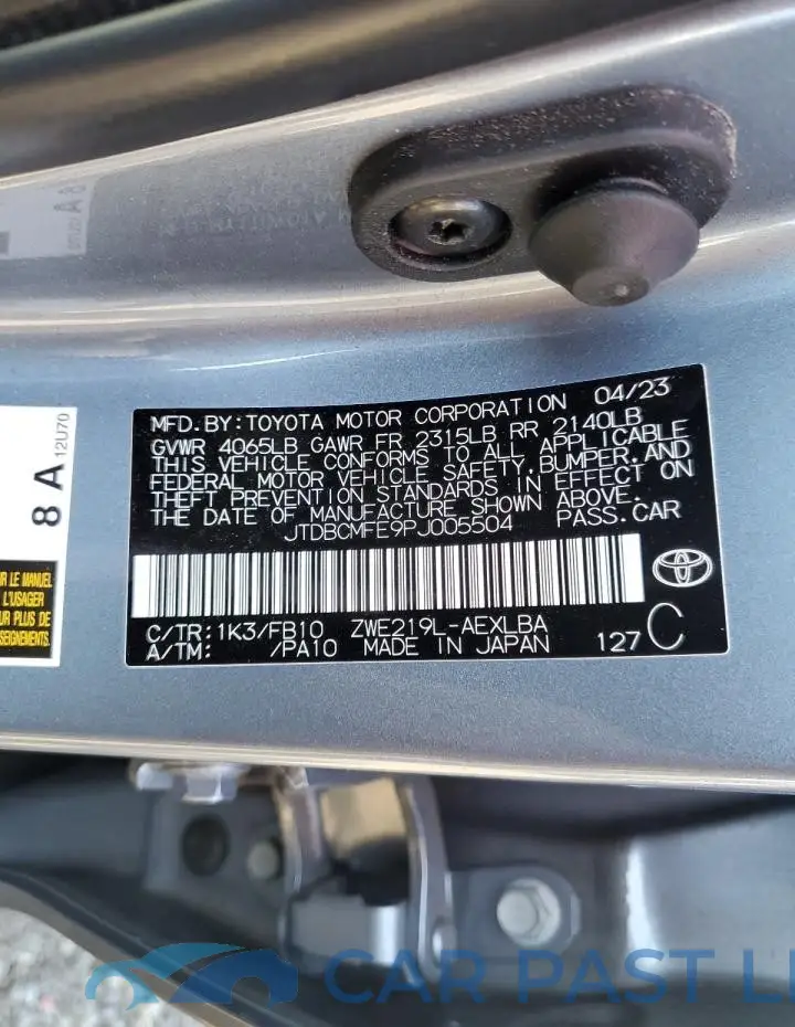 JTDBCMFE9PJ005504# 12