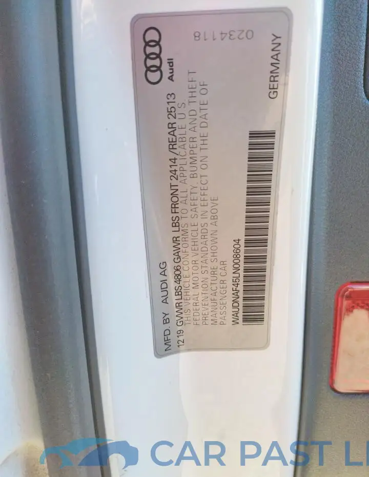 WAUDNAF45LN008604# 10