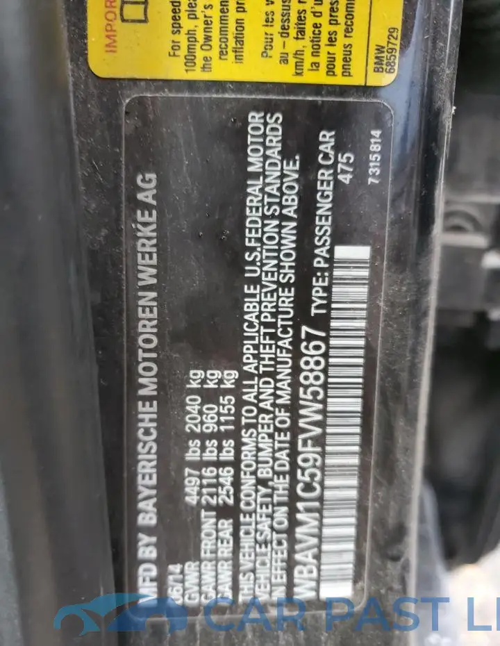 WBAVM1C59FVW58867# 13