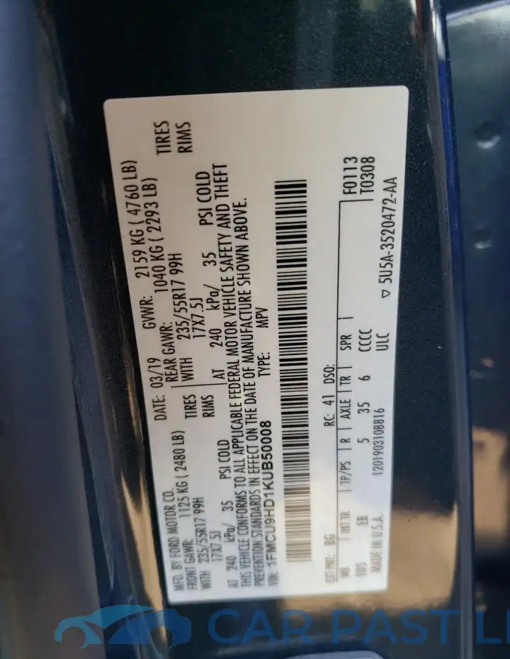 1FMCU9HD1KUB50008# 13