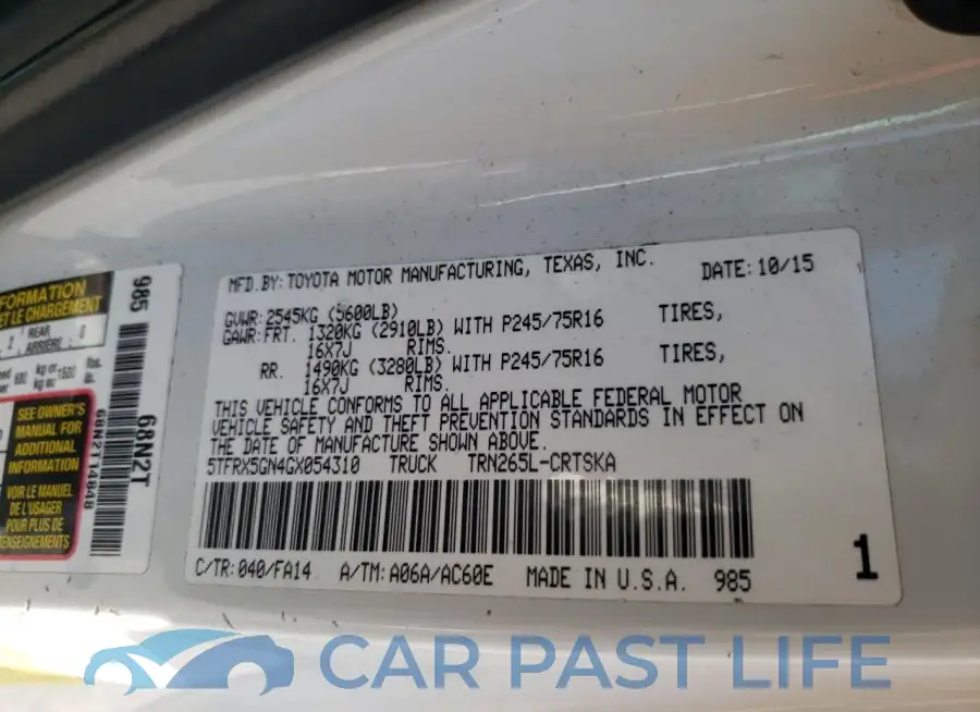 5TFRX5GN4GX054310# 12