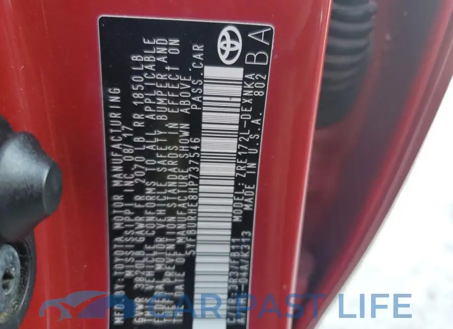 5YFBURHE8HP737546# 12