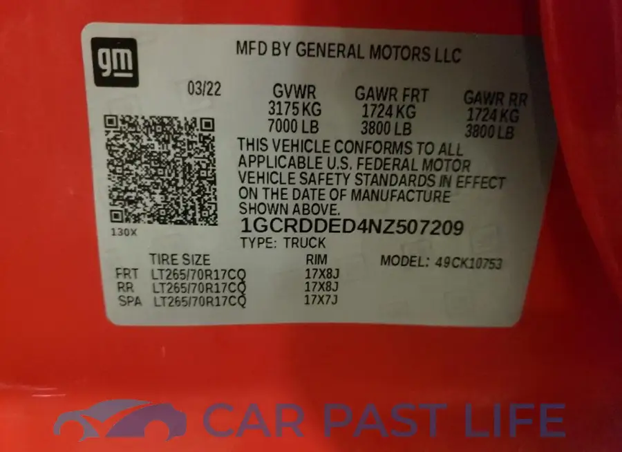1GCRDDED4NZ507209# 12