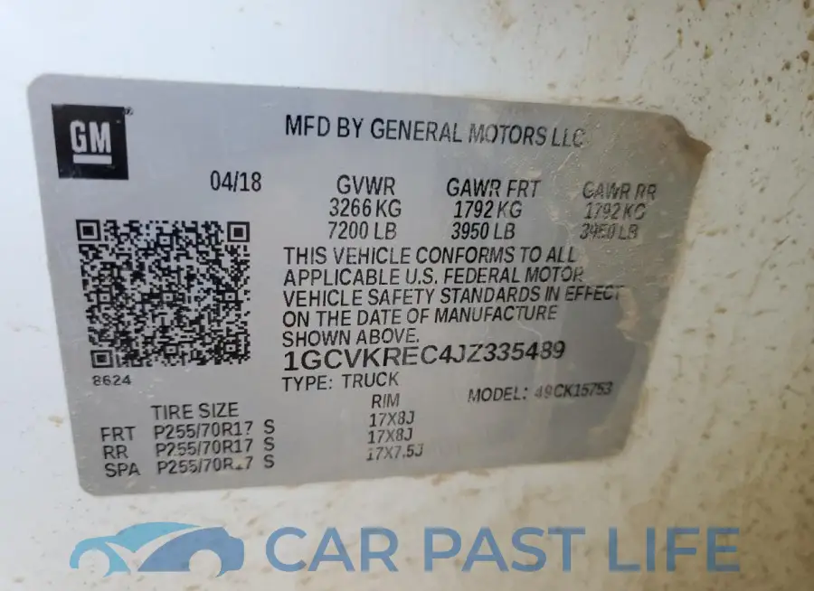 1GCVKREC4JZ335489# 12
