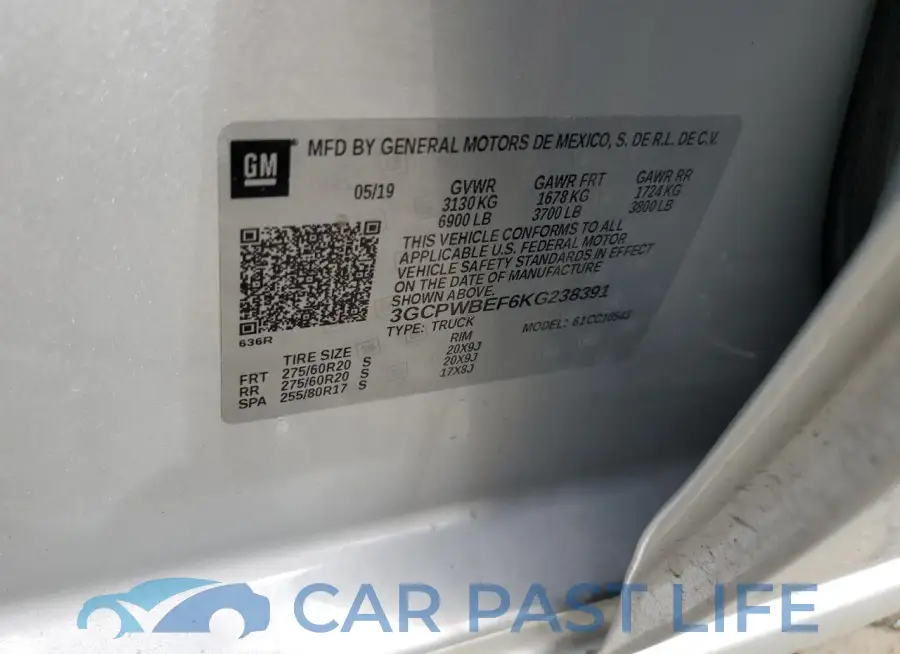 3GCPWBEF6KG238391# 12